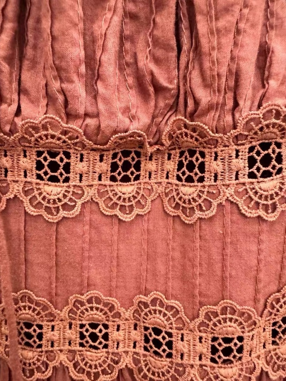 Zimmermann Rust Ruffle Lace Off-Shoulder Dress - Picture 2 of 6